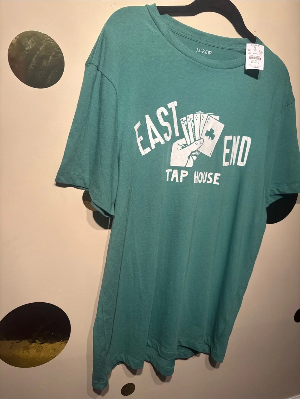 J. Crew Teal Short-Sleeve Graphic Tee with White East End Tap House Print